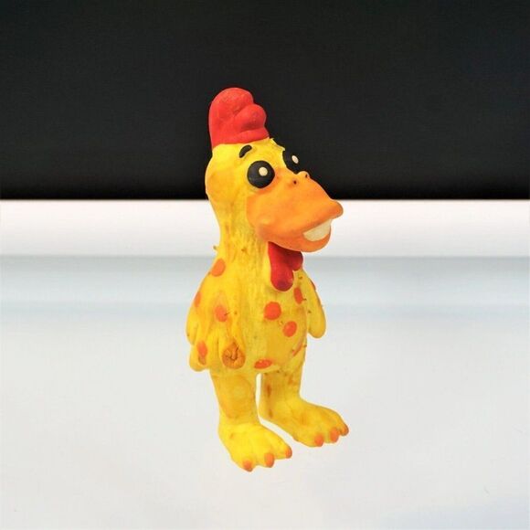 Yellow Squeaky Hen Dog Toy Latex Rubber - Picture 2 of 7